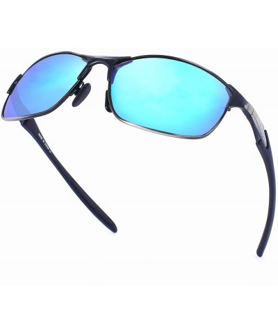 Sport Polarized Sunglasses for Men Metal Frame with Spring Hinge UV400 Protection 8038 - Blue - CY1943DOX6S $23.11