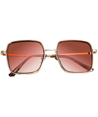 Rectangular Fashion men's and women's reflective film big frame new sunglasses - Gold - CO18T4X9QAN $9.06