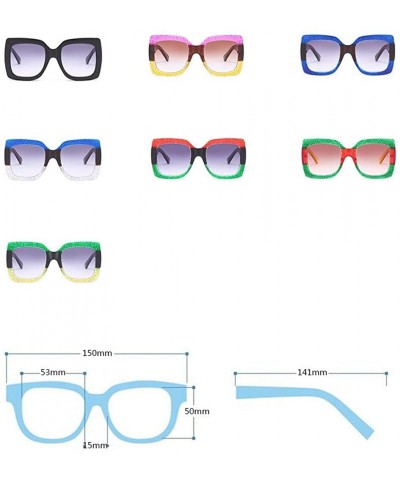 Semi-rimless Oversized Square Sunglasses Women Multi Tinted Frame Fashion Eyewear - C1 - C718D03L6CM $10.05