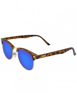 Oversized Retro Fashion Half Frame Flash Mirror Lens Semi Rimless Horned Rim Sunglasses - Tortoise Blue - C412KZ9LCYP $8.28