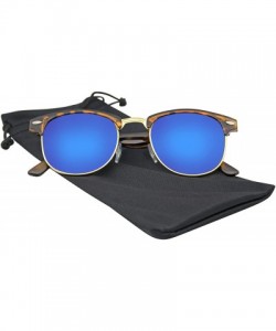 Oversized Retro Fashion Half Frame Flash Mirror Lens Semi Rimless Horned Rim Sunglasses - Tortoise Blue - C412KZ9LCYP $8.28