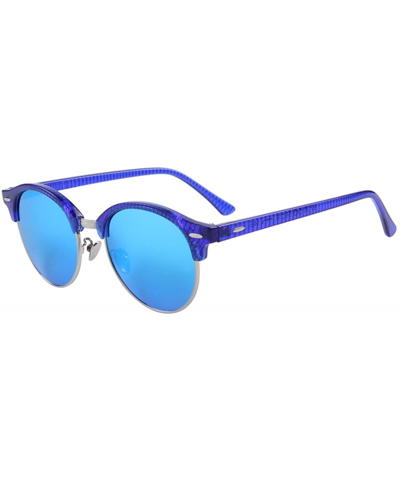 Semi-rimless Polarized Sunglasses for Men Women Semi Rimless Retro Brand Sun Glasses S8054 - Blue - CM12O1JYYUT $11.40