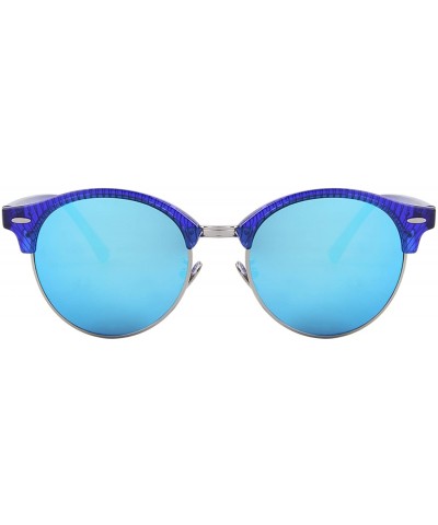 Semi-rimless Polarized Sunglasses for Men Women Semi Rimless Retro Brand Sun Glasses S8054 - Blue - CM12O1JYYUT $11.40