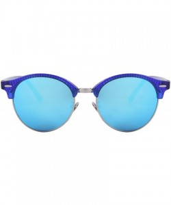 Semi-rimless Polarized Sunglasses for Men Women Semi Rimless Retro Brand Sun Glasses S8054 - Blue - CM12O1JYYUT $11.40