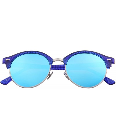 Semi-rimless Polarized Sunglasses for Men Women Semi Rimless Retro Brand Sun Glasses S8054 - Blue - CM12O1JYYUT $11.40