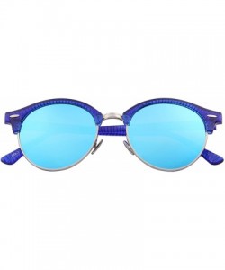 Semi-rimless Polarized Sunglasses for Men Women Semi Rimless Retro Brand Sun Glasses S8054 - Blue - CM12O1JYYUT $11.40