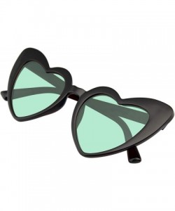 Oversized Cat Eye Heart Shape Sunglasses Retro Festival Color Tinted Black Sunglasses for Women - Green - CU190DMU5EK $9.69