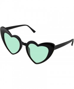 Oversized Cat Eye Heart Shape Sunglasses Retro Festival Color Tinted Black Sunglasses for Women - Green - CU190DMU5EK $9.69