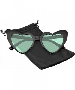 Oversized Cat Eye Heart Shape Sunglasses Retro Festival Color Tinted Black Sunglasses for Women - Green - CU190DMU5EK $9.69