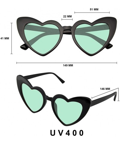 Oversized Cat Eye Heart Shape Sunglasses Retro Festival Color Tinted Black Sunglasses for Women - Green - CU190DMU5EK $9.69