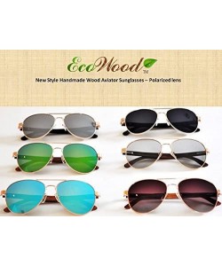 Sport Wood Aviators Sunglasses Polarized Lens Handmade with Bamboo Case - Black Bamboo - CK18EDHMARR $32.12