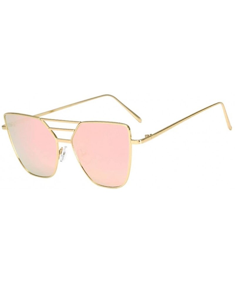 Aviator Fashion Mens Women Vintage Irregular Glasses Aviator Mirror Sunglasses - Pink - CE18C5E6GRC $10.63