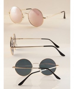 Oversized Single or 2 Pack Pink Mirrored Flat Lens Sunglasses Women - Gold/ Round - CP18905SGKW $13.82