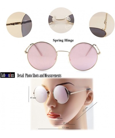 Oversized Single or 2 Pack Pink Mirrored Flat Lens Sunglasses Women - Gold/ Round - CP18905SGKW $13.82