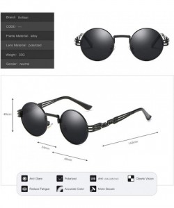 Round Retro Round Sunglasses for men and women Steampunk Driving Polarized Sunglasses A72 - Silver-black - CS18IWA7Z8M $12.53