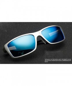 Rectangular polarized sunglasses- men's ultra-light anti-glare sports sunglasses - Silver Blue - CT1872S3CH6 $33.45