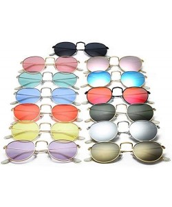 Round Sunglasses Mirror Classic Glasses Driving - Golddeepgreen - CU198MZDTGT $12.79