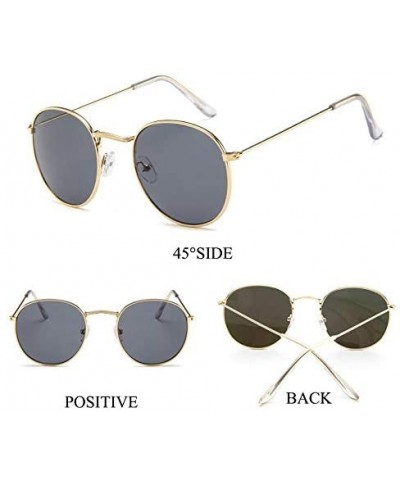 Round Sunglasses Mirror Classic Glasses Driving - Golddeepgreen - CU198MZDTGT $12.79