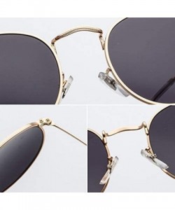 Round Sunglasses Mirror Classic Glasses Driving - Golddeepgreen - CU198MZDTGT $12.79