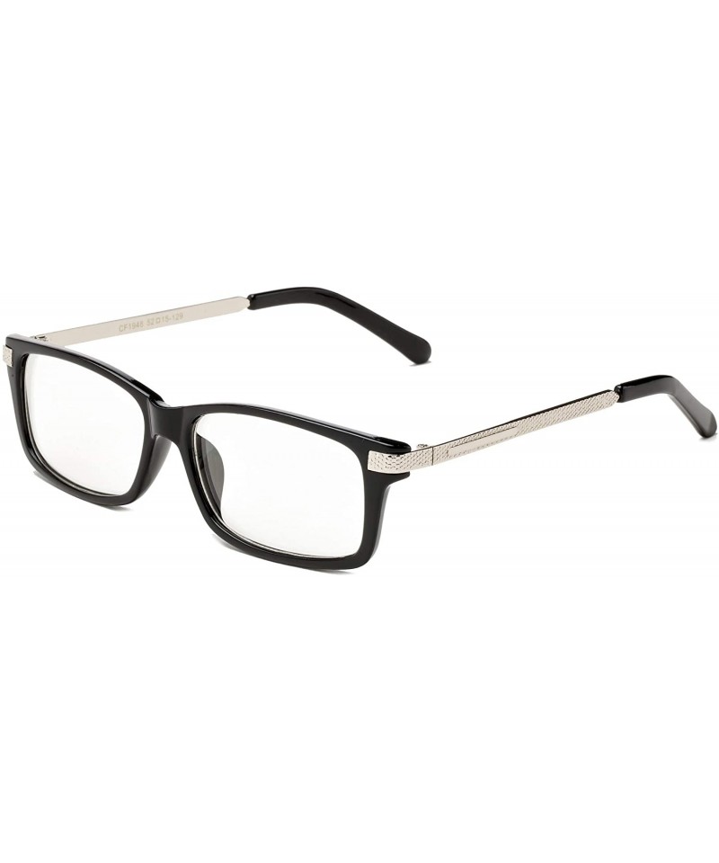 Square Newbee Fashion"Vida" Fashion Clear Lens Glasse Square Frame Men Women - Black/Silver - C0123VPJXL9 $9.47