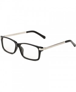 Square Newbee Fashion"Vida" Fashion Clear Lens Glasse Square Frame Men Women - Black/Silver - C0123VPJXL9 $9.47