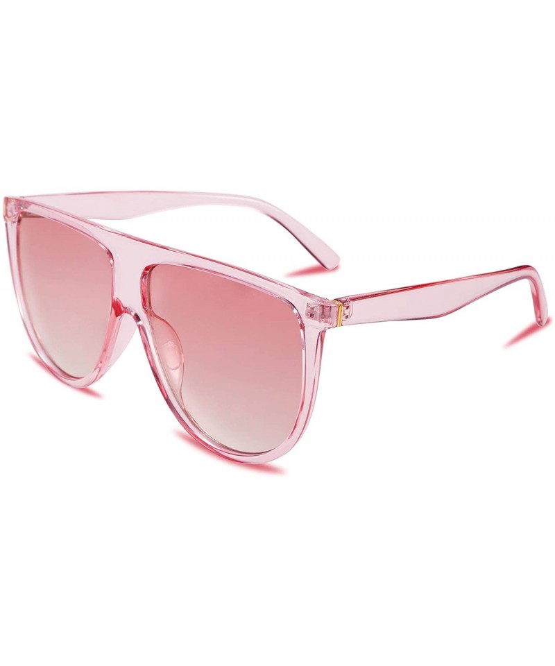 Oversized Vintage Large Square Pilot Women Sunglasses Oversized Square Thin Plastic Frame B2499 - Pink - C718STUKI5T $9.41