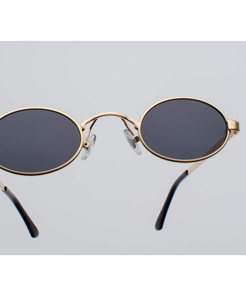 COASION Vintage Small Oval Aesthetic Sunglasses Retro for Women Men Hippie  Cool Metal Frame Sun Glasses (Silver Frame/Blue Lens)