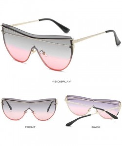 Rimless Fashion New One-piece sunglasses Metal Large frame Lady sun glasses Mens Goggle uv400 - Grey Pink - CB18RN5E0D4 $9.49