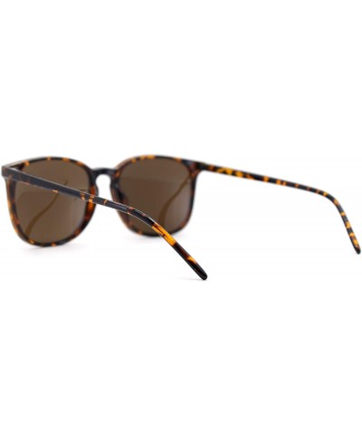 Rectangular Womens Boyfriend Style Thin Horn Rim Keyhole Sunglasses - Tortoise Brown - C318U0K8CGL $8.06