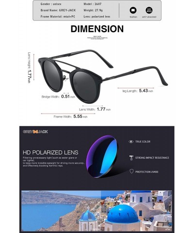 Rectangular Vintage Polarized Sunglasses Round UV Protection for Men Women - Black - CX18W7QH0DW $18.99