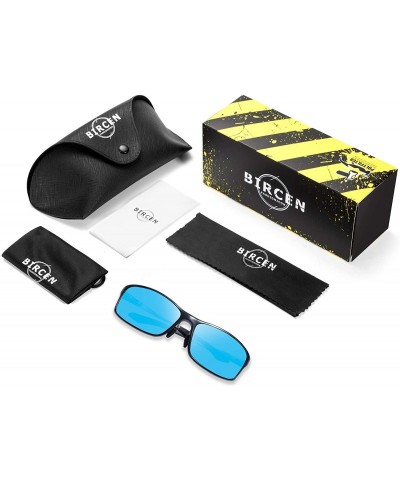 Rectangular Polarized Sunglasses for Men Women UV Protection Driving Golf Fishing Sports Sunglasses - B-black Frame Blue Lens...