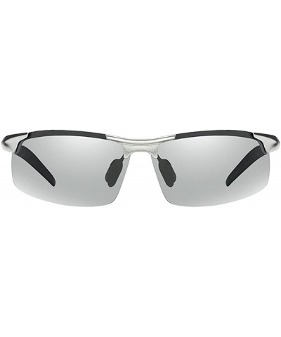 Round Men's Photochromic Polarized UV400 Sunglasses for Outdoor Fishing Golf Beach Baseball Sports - Silver - C4187O48CEA $18.63