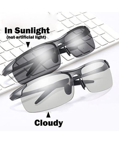 Round Men's Photochromic Polarized UV400 Sunglasses for Outdoor Fishing Golf Beach Baseball Sports - Silver - C4187O48CEA $18.63