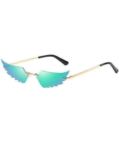 Wrap Fashion Irregular Man Women Wing Shape Sunglasses Glasses Shades Vintage Retro - Green - C91983RUI02 $9.57