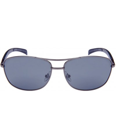 Aviator Metal Square Spring Hinge Sunglasses w/Polarized lens 25052S-P - Matte Gunmetal - CA12NGDY3C8 $19.26