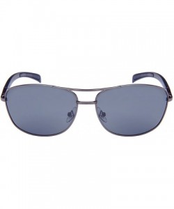 Aviator Metal Square Spring Hinge Sunglasses w/Polarized lens 25052S-P - Matte Gunmetal - CA12NGDY3C8 $19.26