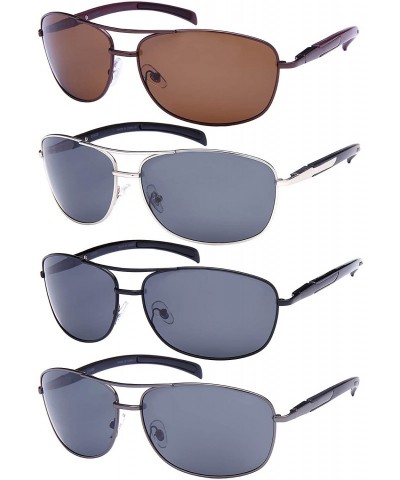 Aviator Metal Square Spring Hinge Sunglasses w/Polarized lens 25052S-P - Matte Gunmetal - CA12NGDY3C8 $19.26