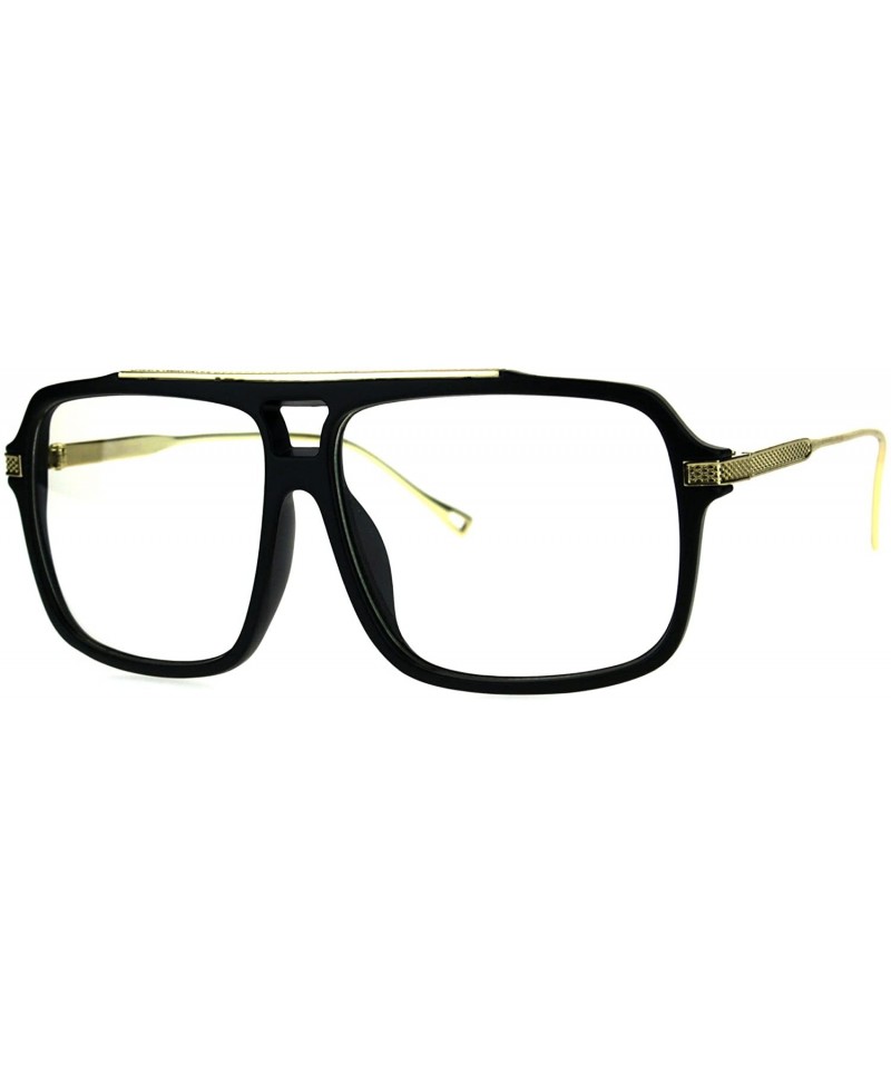 Square Mens Clear Lens Glasses Trendy Hip Fashion Square Frame Eyeglasses UV 400 - Shiny Black Gold - CW187ZMMKGG $11.58