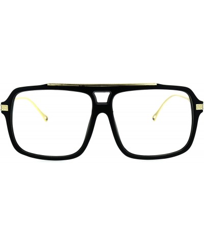 Square Mens Clear Lens Glasses Trendy Hip Fashion Square Frame Eyeglasses UV 400 - Shiny Black Gold - CW187ZMMKGG $11.58