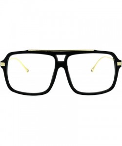 Square Mens Clear Lens Glasses Trendy Hip Fashion Square Frame Eyeglasses UV 400 - Shiny Black Gold - CW187ZMMKGG $11.58