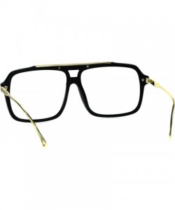 Square Mens Clear Lens Glasses Trendy Hip Fashion Square Frame Eyeglasses UV 400 - Shiny Black Gold - CW187ZMMKGG $11.58