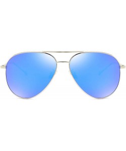 Round aviator Polarized sunglasses for men women fishing driving sunglasses uv protection - Blue - CH18WULTA29 $18.55