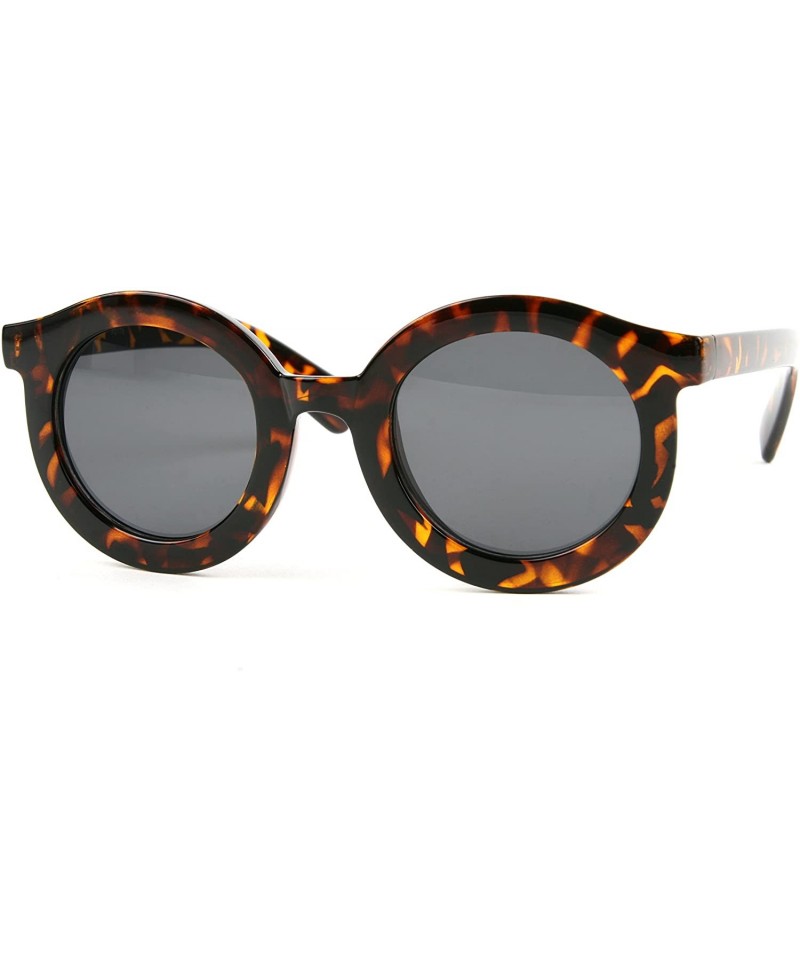 Round Vintage Thick Rimmed Round Sunglasses P2178 (Tortoise-Smoke Lens) - CC122B5RHN1 $8.43