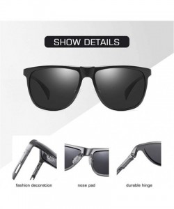 Square Men Polarized Square Sunglasses Metal Aluminum Magnesium Frame Male Sun Glasses for Driving - C5blue Mirror - CJ199HWM...