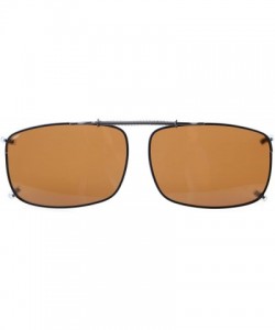 Oval Large Polarized Clip On Sunglasses 60mm Wide x 42mm Height Millimeters - C60-brown - CZ18ITXKMC3 $9.51