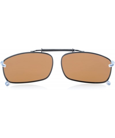 Oval Large Polarized Clip On Sunglasses 60mm Wide x 42mm Height Millimeters - C60-brown - CZ18ITXKMC3 $9.51