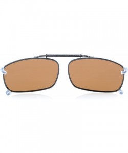 Oval Large Polarized Clip On Sunglasses 60mm Wide x 42mm Height Millimeters - C60-brown - CZ18ITXKMC3 $9.51