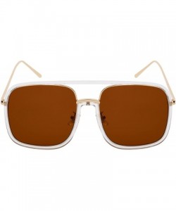 Square Men Women Sleek Classic Square Plastic Sunnies w/Flat Lens E3102 - Solid Lens-clear+gold Frame/Brown - CS188AM6NM2 $8.98