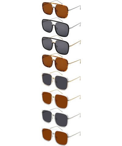 Square Men Women Sleek Classic Square Plastic Sunnies w/Flat Lens E3102 - Solid Lens-clear+gold Frame/Brown - CS188AM6NM2 $8.98