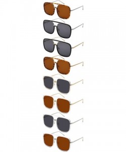 Square Men Women Sleek Classic Square Plastic Sunnies w/Flat Lens E3102 - Solid Lens-clear+gold Frame/Brown - CS188AM6NM2 $8.98